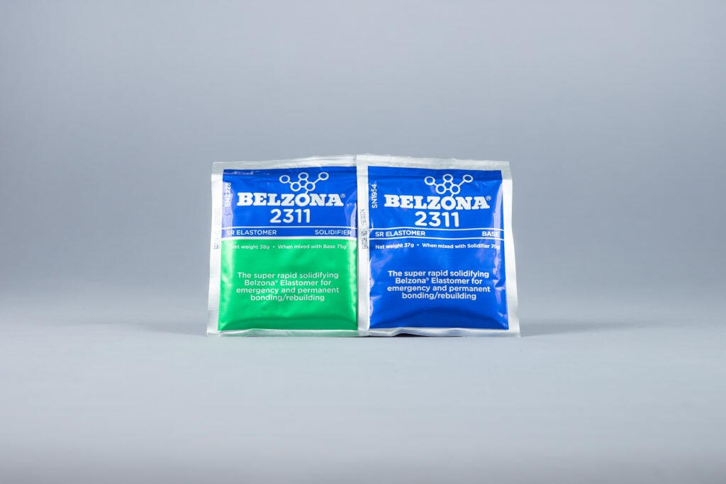 Belzona 2311 (SR Elastomer) Una resina de poliuretano duo componente diseñada para reparar, reconstruir y revestir componentes de caucho y metal con rapidez.